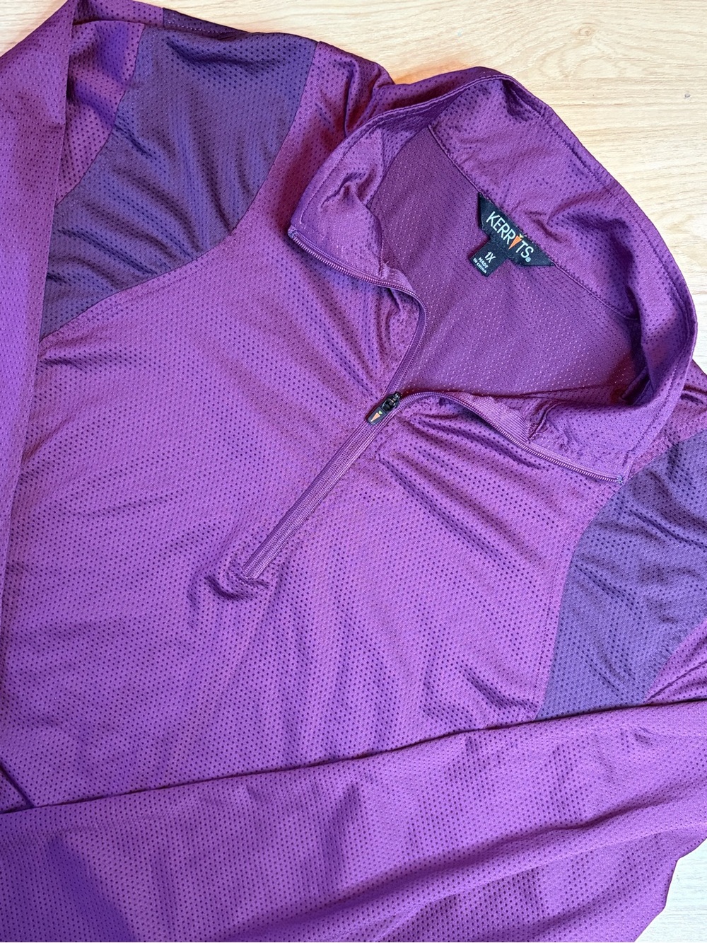 Kerrits Equestrian Purple Mesh Quarter Zip Long Sleeve Riding Top Size 1X